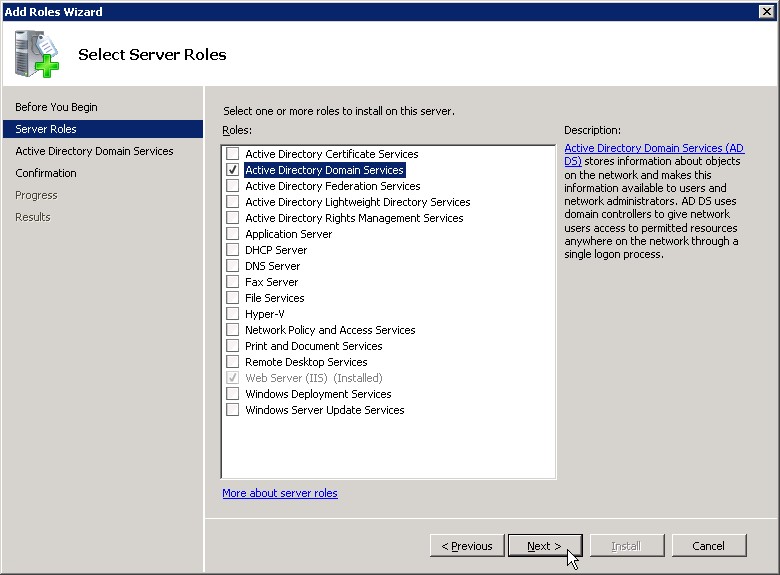 comment installer active directory sur windows server 2008 r2